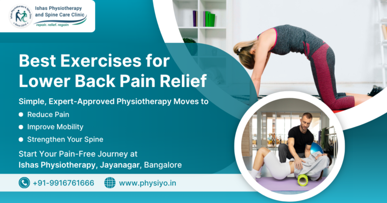 Dr Mahesh G demonstrating lower back pain relief exercises at Ishas Physiotherapy in Jayanagar Bangalore