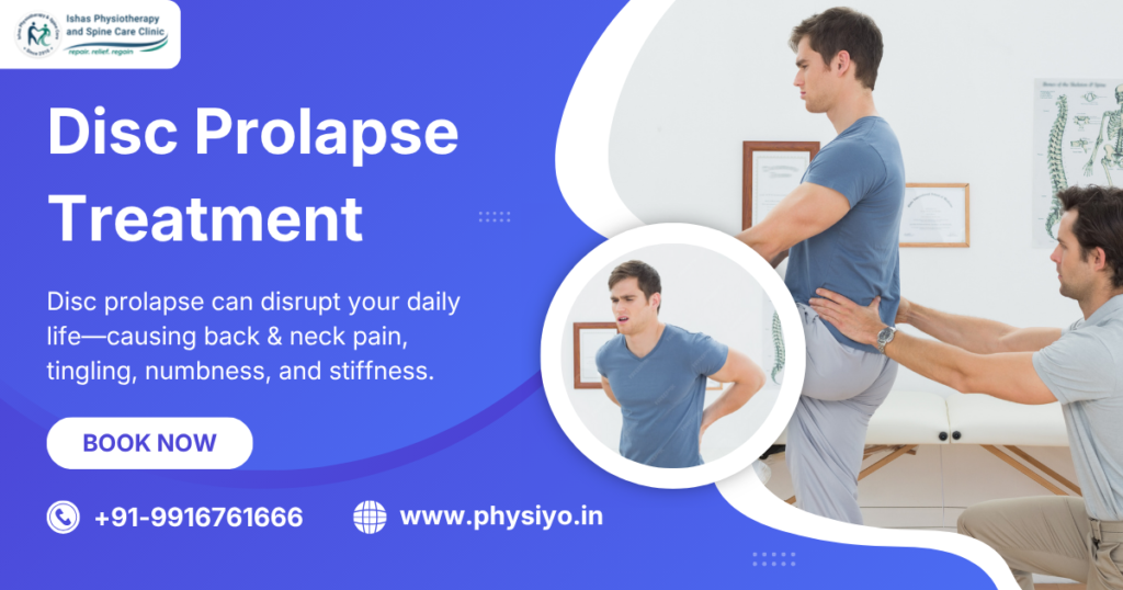 Dr Mahesh G providing disc prolapse treatment at Ishas Physiotherapy and Spine Care Clinic in Jayanagar Bangalore