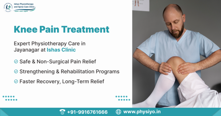 Dr Mahesh G treating knee pain at Ishas Physiotherapy and Spine Care Clinic in Jayanagar Bangalore