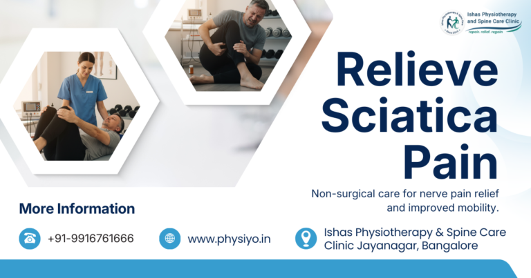 Dr Mahesh G providing sciatica pain treatment at Ishas Physiotherapy and Spine Care Clinic in Jayanagar Bangalore