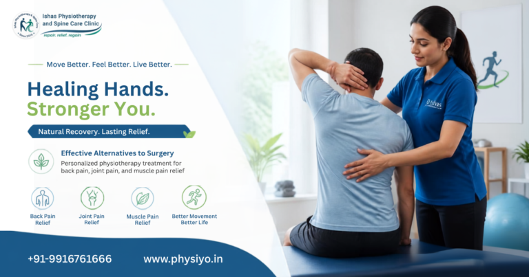 Dr. Mahesh G providing physiotherapy treatment for back, joint, and muscle pain at Ishas Physiotherapy & Spine Care Clinic in Jayanagar, Bangalore